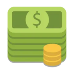 a stack of money and coins