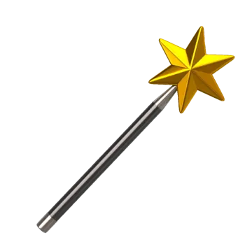 a gold star wand with a black handle