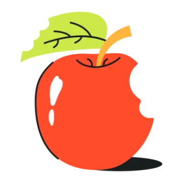 an apple with a leaf on top of it