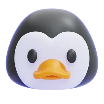 a black and white penguin with an orange beak