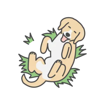 an illustration of a dog laying on its back