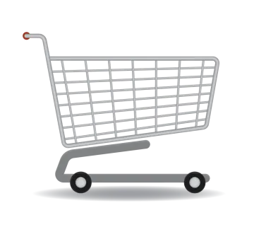 a shopping cart on a white background