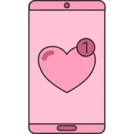 a phone with a heart on the screen