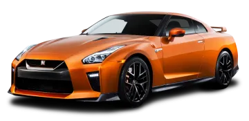 a orange nissan sports car on a white background