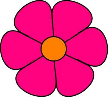 a pink flower with an orange center