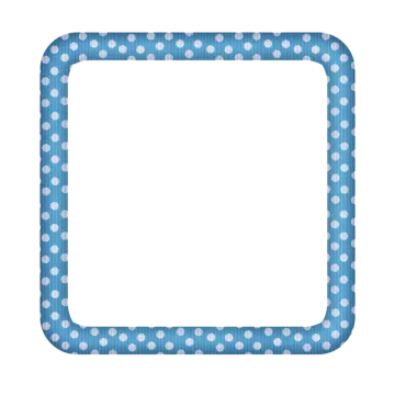a blue frame with white polka dots on it