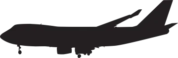 a black and white silhouette of an airplane