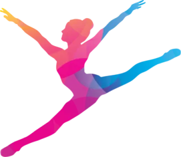 the silhouette of a dancer in pink and blue