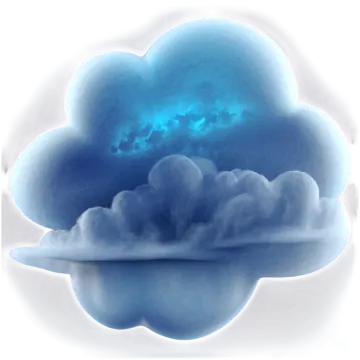 a blue cloud floating in the water