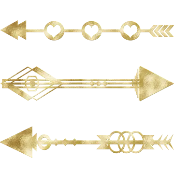 a set of gold arrows on white background