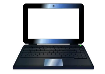 a laptop computer with a blank screen