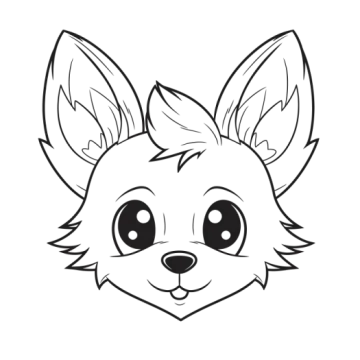 a black and white drawing of a fox