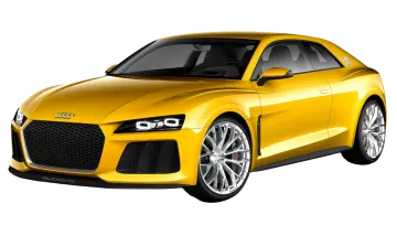 a yellow audi car on a white background