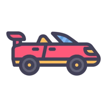 a car with a surfboard on the roof