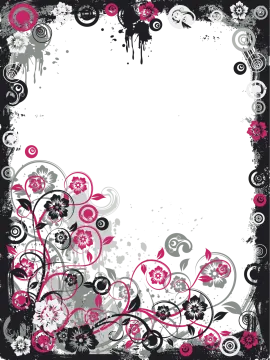 a black and pink floral frame with space for text