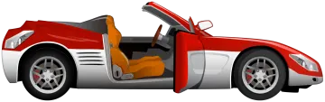 a red sports car with the door open