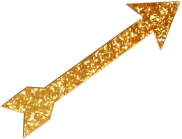a gold glitter arrow on white background