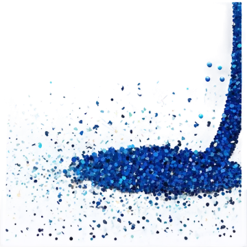 a piece of blue glitter on a white background