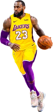 a man in a lakers uniform holding a basketball ball