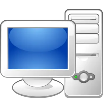 a computer with a blue screen on it