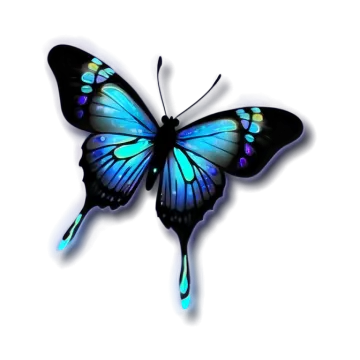 a blue butterfly on a white background