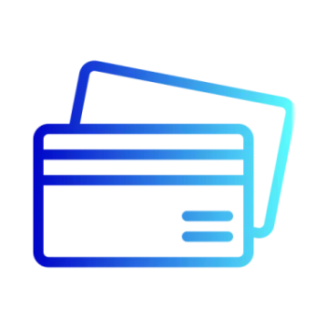 a blue credit card with a white background