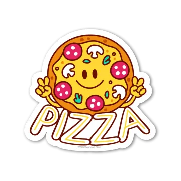 a sticker that says pizza