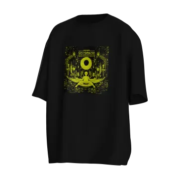 a black t - shirt with an image of a woman doing yoga