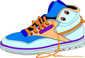 a pair of blue and orange sneakers