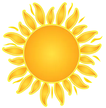 a yellow sun on white background