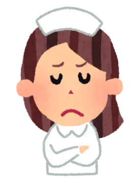 an illustration of a nurse with her head down