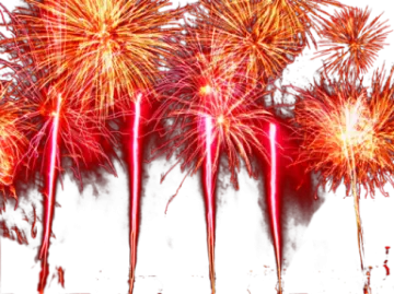 a group of fireworkss on a white background