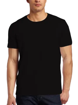 a man wearing a black t - shirt
