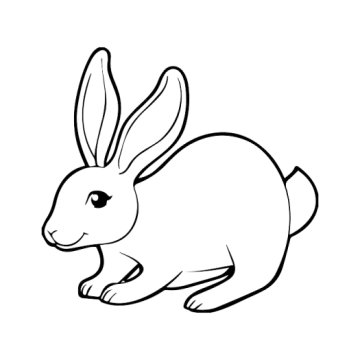 a black and white drawing of a rabbit