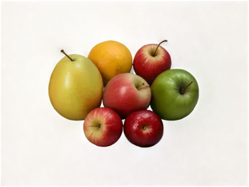 apples and oranges on a white background