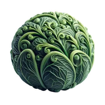a green cabbage with swirly leaves on it