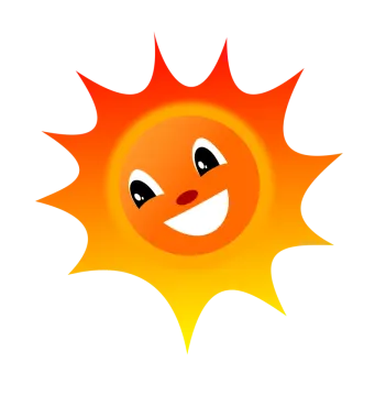 a cartoon sun with a smiling face