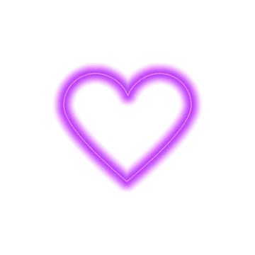 a neon heart on a white background