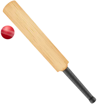 a cricket bat and ball on a white background