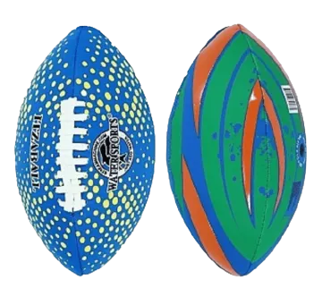 two football balls with different colors and designs