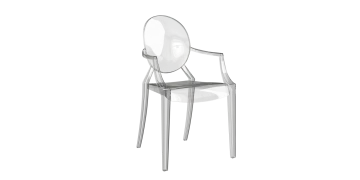 a clear plastic chair on a white background