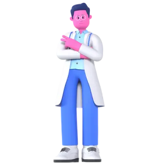 a cartoon character standing with his arms crossed