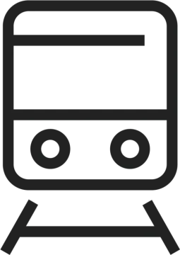 a black and white icon of a train