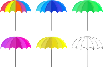 four umbrellas with different colors