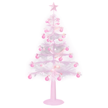 a pink christmas tree on a white background