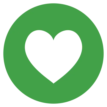 a heart in a green circle