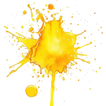 a yellow paint splash on a white background