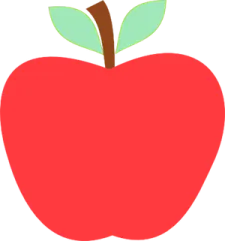 an apple with a green leaf on it