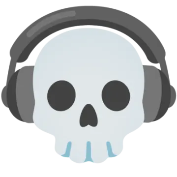 a skull wearing headphones