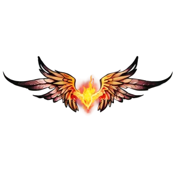 a tattoo design with wings and flames